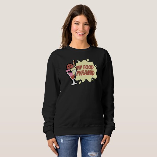 Sweatshirt Mon alimentation Pyramide crème glacée cône Joyeux (Devant entier)