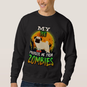 Sweatshirt Mon Carlin Me Protège Des Zombies - Drôle Carlin H