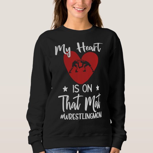 Sweatshirt Mon Coeur Est Sur Ce Mat Luttant Maman Drôle Cadea (Devant)