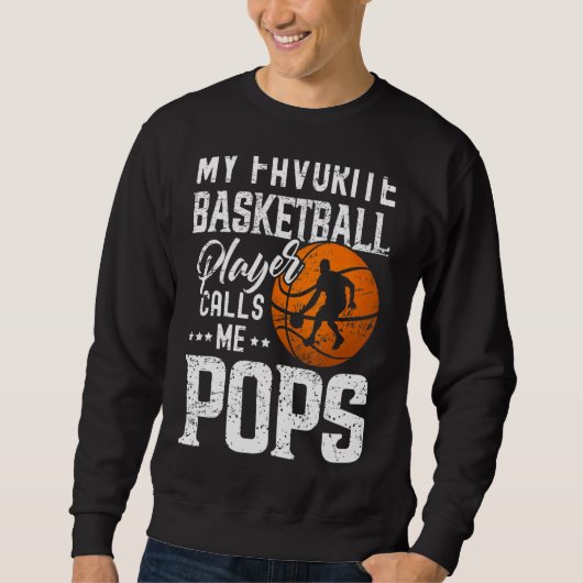 Sweatshirt Mon Joueur De Basket Favori M'Appelle Des Pops (Devant)