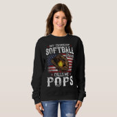 Sweatshirt Mon Joueur De Softball Favori M'Appelle Pops Ameri (Devant entier)