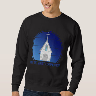 Sweatshirt Mon premier communion garçons Retro Sunset Church 