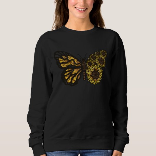 Sweatshirt Monarch Sunflower Butterfly Gardener Garden spring (Devant)