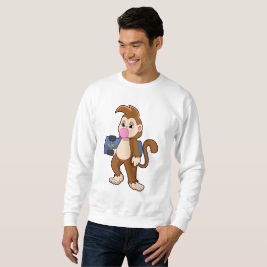 Sweatshirt Monkey as Skater with Skateboard (Devant entier)