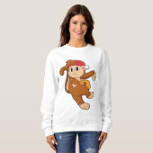 Sweatshirt Monkey at baseball with baseball glove (Devant entier)