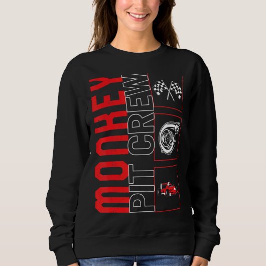 Sweatshirt Monkey Pit Crew Voiture Course Course Pilote Racec (Devant)