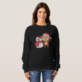Sweatshirt Monkey With Snowman In Winter For Christmas (Devant entier)