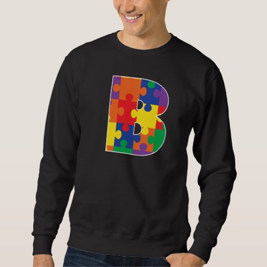 Sweatshirt Monogram B in Multi Color Puzzle Pieces (Devant)