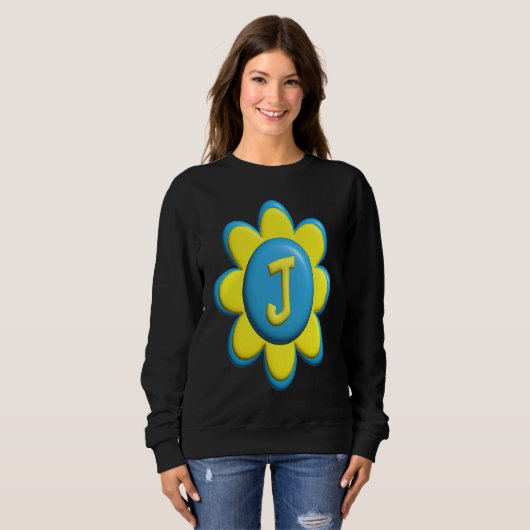 Sweatshirt Monogram J  Colorful Flower (Devant entier)