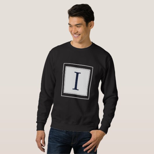 Sweatshirt Monogram Letter I Alphabet I Initial Navy Blue   (Devant entier)