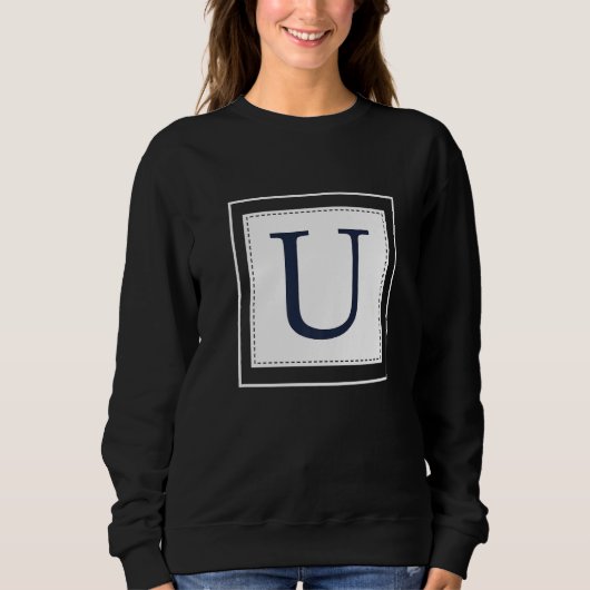 Sweatshirt Monogram Letter U Alphabet U Initial Navy Blue (Devant)