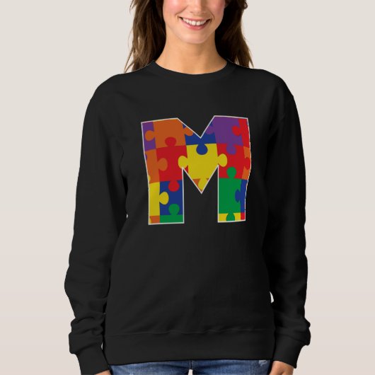Sweatshirt Monogram M in Multi Color Puzzle Pieces (Devant)