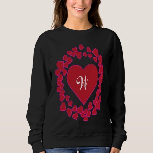 Sweatshirt Monogram W Heart Wreath Shape (Devant)