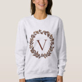 Sweatshirt Monogramme de feuille d'automne Nom initial Design (Devant)
