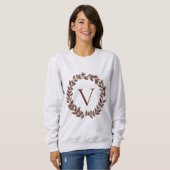 Sweatshirt Monogramme de feuille d'automne Nom initial Design (Devant entier)