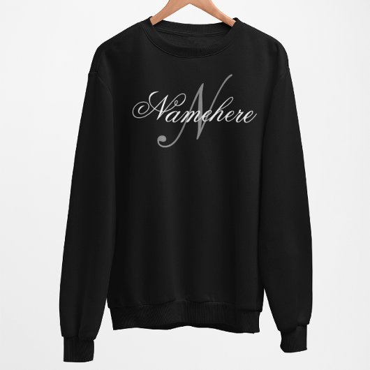 Sweatshirt Monogramme de nom noir et blanc personnalisé uniqu
