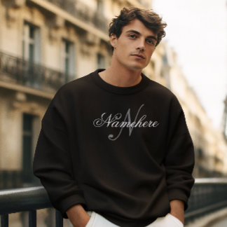 Sweatshirt Monogramme de nom noir et blanc personnalisé uniqu