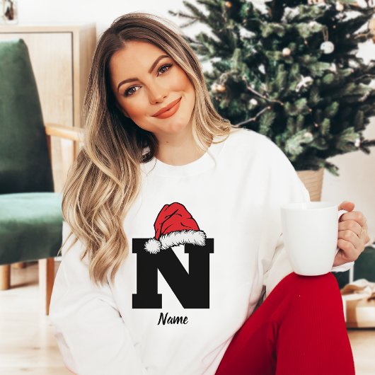 Sweatshirt Monogramme Famille Noël Personnalisez Avec Nom