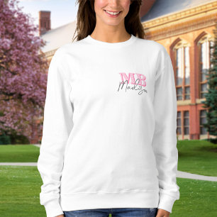 Sweatshirt Monogramme initial minimaliste rose moderne