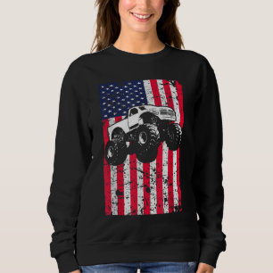 Sweatshirt Monster Truck American Flag Racing USA Patriotic