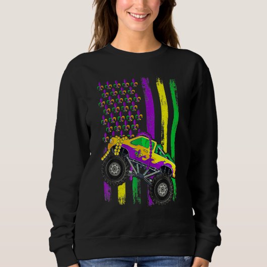 Sweatshirt Monster Truck Beads American Flag Mardi Gras Boys  (Devant)