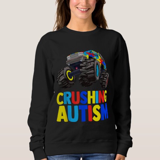 Sweatshirt Monster Truck Crushing Austim Sensibilisation sur  (Devant)
