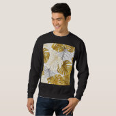 Sweatshirt Monstera Feuilles : Blanc doré (Devant entier)