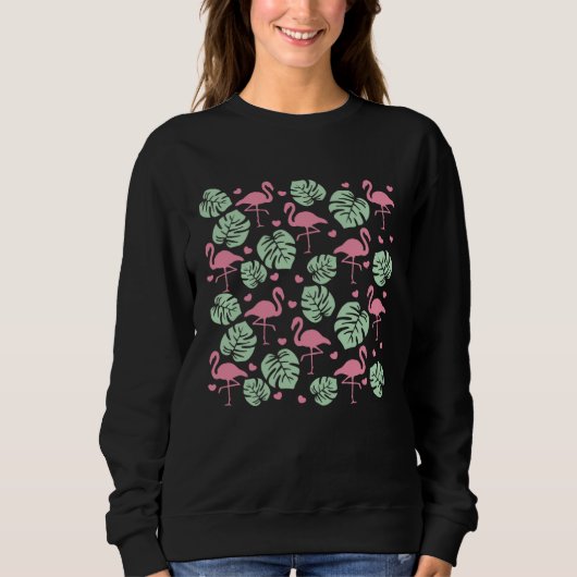 Sweatshirt Monstera Plant Flamingo Pattern (Devant)