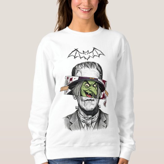 Sweatshirt Monstre de Frankenstein rencontre la sorcière méch (Devant)
