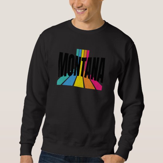 Sweatshirt Montana Vintage Modern Retro Stripes Cool Montana  (Devant)