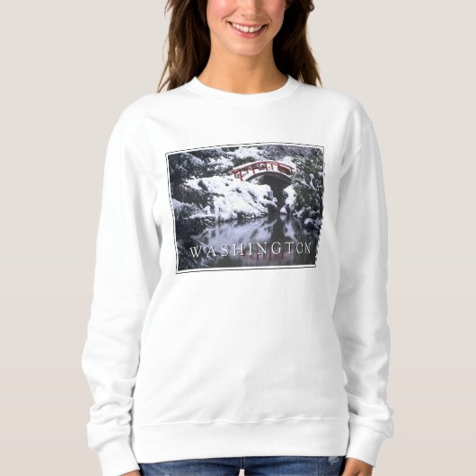 Sweatshirt Moon Bridge & Pond en hiver | Seattle, Washington (Devant)