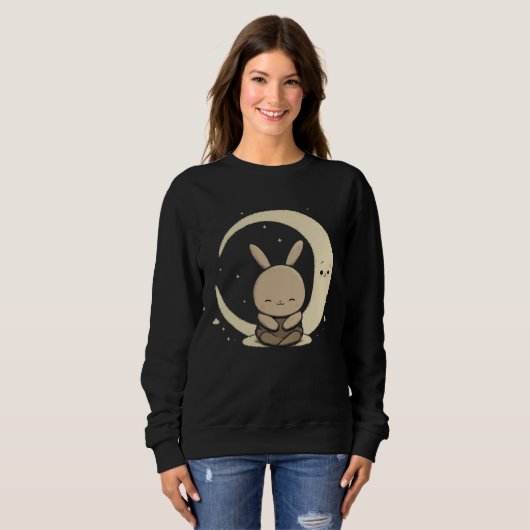 Sweatshirt Moon Bunny Rabbit Sitting In Crescent Moon Easter  (Devant entier)