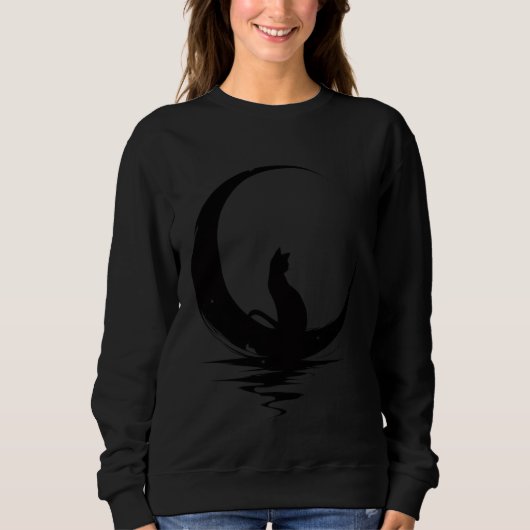 Sweatshirt Moon Cat T-Shirt – Witchy Celestial Black Cat Grap (Devant)