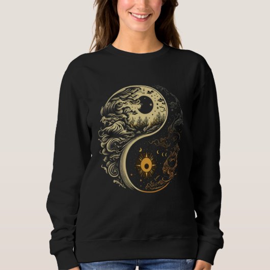 Sweatshirt Moon Sun Yin Yang Day and Night (Devant)