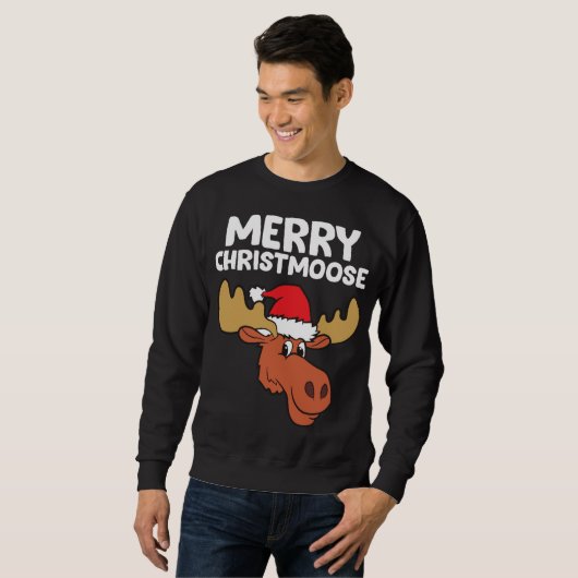 Sweatshirt Moose Christmas Casquette Moose Joyeux Noël Joyeux (Devant entier)