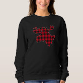 Sweatshirt Moose Christmas Correspondant Rouge Buffle Plaid F (Devant)