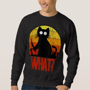 Sweatshirt Mortel Black Psycho Cute Chat What Knife Christe