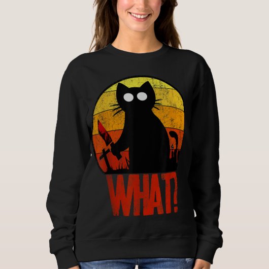 Sweatshirt Mortel Black Psycho Cute Chat What Knife Christe (Devant)