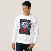 Sweatshirt Motard Crâne Avec Fond Spatial (Devant entier)
