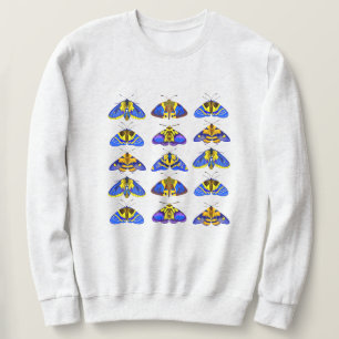 Sweatshirt Moths en bleu, jaune doré et marron
