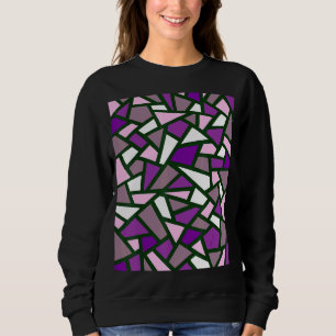 Sweatshirt Motif Abstrait géométrique noir violet rose Lilac