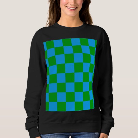 Sweatshirt Motif chèque À damiers bleu vert (Devant)