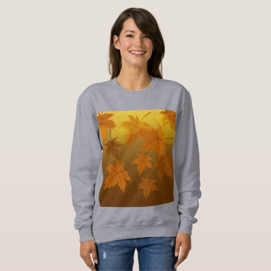 Sweatshirt Motif d'automne avec feuilles d'érable en chute et (Devant entier)