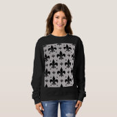 Sweatshirt Motif de fleur de lis gris et noir (Devant entier)