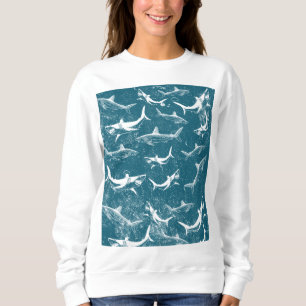 Sweatshirt Motif de requins bleus en détresse