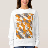 Sweatshirt Motif en diagonale du chat noir blanc gingembre (Devant)