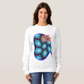 Sweatshirt Motif Fleurs bleues Abstraites (Devant entier)