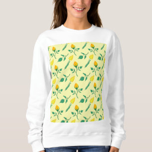 Sweatshirt Motif floral avec rose jaune et fleurs de tulipe