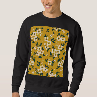Sweatshirt motif floral vintage, petites fleurs blanches.