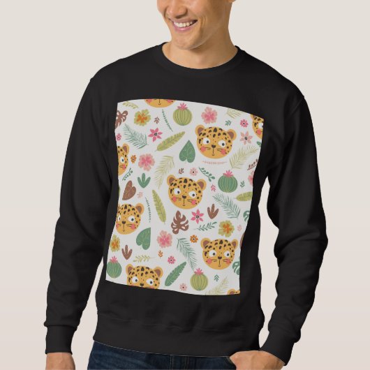 Sweatshirt Motif Plante de Leopard Head Tropical (Devant)